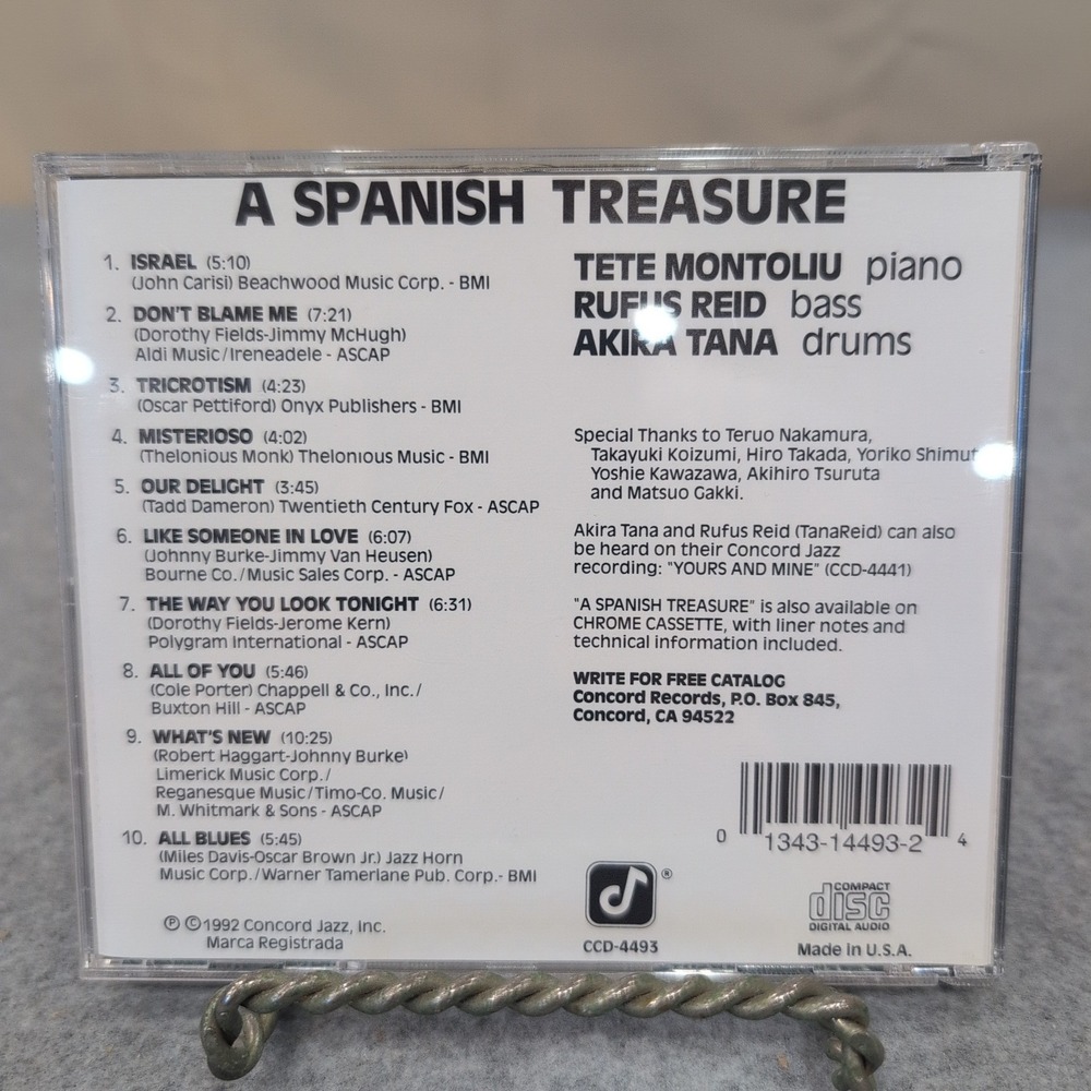 Tete Montoliu Trio A Spanish Treasure CD 1992 Concord Jazz Rufus Reid Akira Tana - Picture 2 of 2